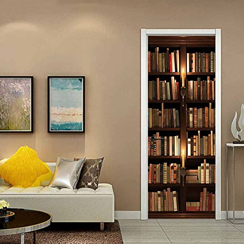 Türtapete Bücherregal Türaufkleber 90x200cm Innentür Selbstklebend Türaufkleber Vinyl Türfolie Küche Wohnzimmer Schlafzimmer Badezimmer Küche Büro