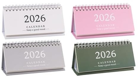 DIYEAH 2026 Desk Calendar 4 Pack Small Standing Monthly Planner Desktop Calendar for Office Home School Management