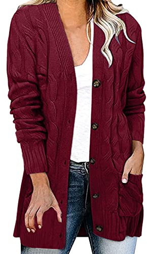 Crochet Cardigan Women, Lightweight Longline Knit Sweater, Ladies Open Front Long Sleeve Duster with Pockets