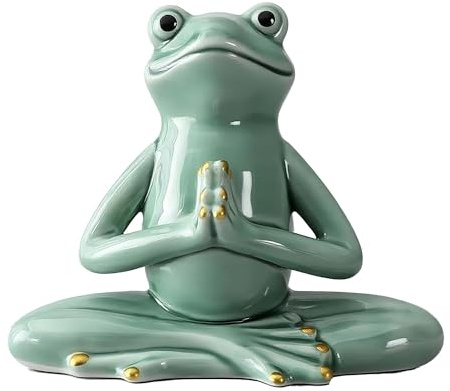 Chiorgone Meditating Yoga Frog Statue - Ceramic Zen Home Decor Lucky Feng Shui Blessing Figurine