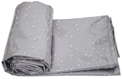 Telone impermeabile resistente, 6 x 8 m, angoli rinforzati, occhielli, copertura per camion resistente agli strappi, telone protettivo grigio per uso esterno, protezione dalle intemperie pesanti