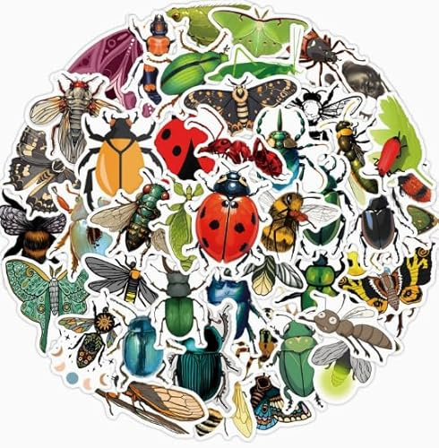 Huaxintoys 110 piezas Pegatinas de insectos, pegatinas Kawaii mixtas de Animales, Insectos Stickers para ordenador portátil, maleta, monopatín, scrapbook, equipaje, teléfono, guitarra, ordenador