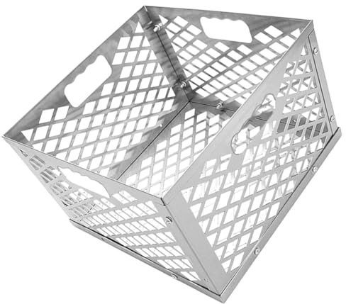 jojofuny Cesto per Carbone in Acciaio Resistente Manico Scatola per Affumicatore Offset Grande Capacità Accessorio Barbecue Riutilizzabile per Griglia e Affumicatore