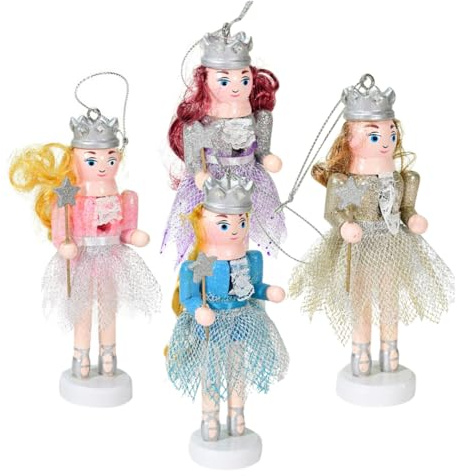 Garneck Set da 4 Schiaccianoci Natalizi in Legno da Appendere Ornamenti Decorativi Tradizionali per Albero di Natale Pupazzi Schiaccianoci Piccoli per Decorazioni Casa Hotel e