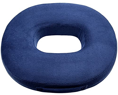 Cozy BoSpin Cojín de asiento de espuma viscoelástica, parte inferior antideslizante, almohada ortopédica hemmoroide portátil para dolor de coxis, úlceras por cama, postnatal, ciática (azul)