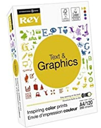 REY® TEXT & GRAPHICS, papier reprographique, blancheur élevée, 120g, A4, FSC®, ramette de 250 feuilles