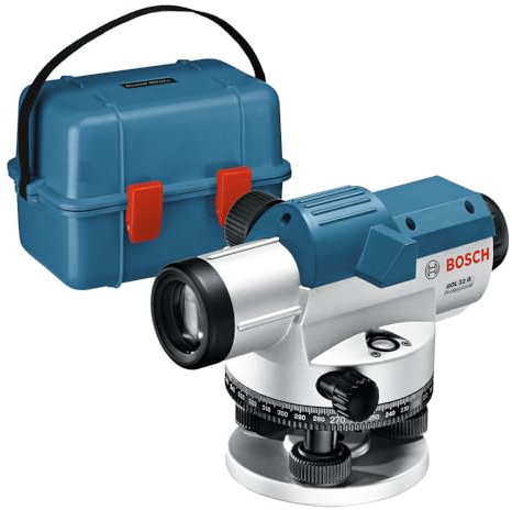Bosch Professional Livella ottica GOL 32 G (ingrandimento 32x, unità di misura: 400 Gon, raggio d'azione: fino a 120 m, asta metrica GR 500, treppiede BT 160, in valigetta)