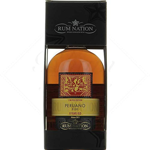 RUM NATION - 8 ans Peruano - Rhum Vieux Ambré - Origine : Pérou - Notes de Vanille et Epice - 42% Alcool - 70 cl