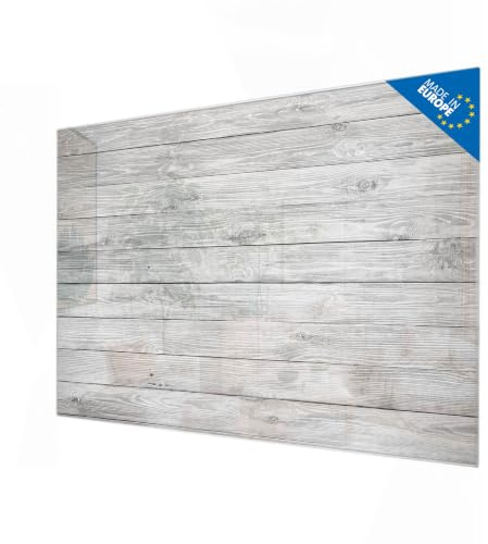 banjado Glas-Magnettafel in 60x40cm für Notizen in Holzoptik | Magnetisches Glasboard für Notizen und Fotos, mit Motiv Weiß Gebeizt in warmer Holzoptik