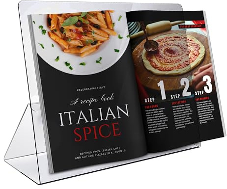 Srenta Durable Acrylic Cookbook Stand Transparent Easy Viewing iPad/Tablet Holder, Great for Cooking/Baking Without Making Your Cook Book Dirty.