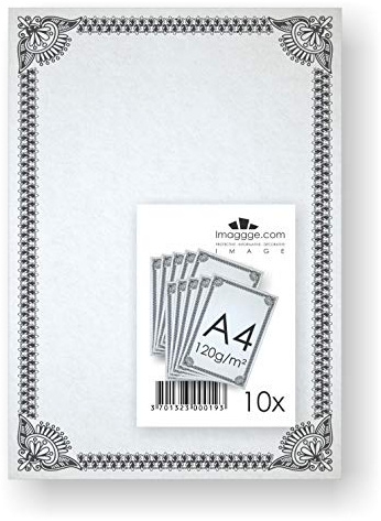 imaggge.com Lightweight Card Sheet for Certificate, Parchment, Treasure Map, Title - 10 Sheets - A4 Format - 120g - Front / Back