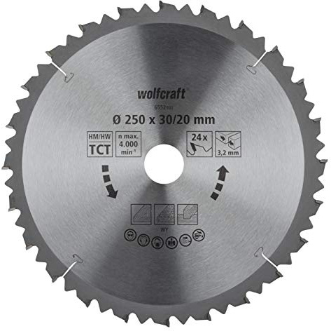 wolfcraft TC Cross and Mitre Cut Saw Blade, brown series I 6552000 I Fast, rough cuts