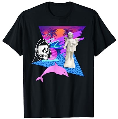 Vaporwave Reaper Horror Angel Statue Dolphin Creepy Palm T-Shirt