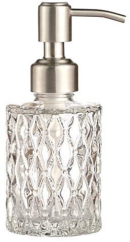 YunNasi Seifenspender Nachfüllbarer Flüssigseifen Spender aus Glas und Edelstahldüse für Geschirrspülmittel, Shampoo-Lotion, Badezimmerarbeitsplatte, Küche, Waschküche (Stil 2)