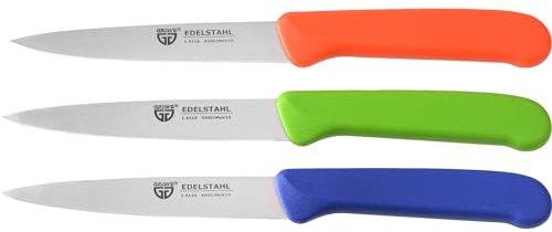GRÄWE Gemüsemesser, Set, kleines Küchenmesser-Set, Obstmesser, Schälmesser, Edelstahl, schwarz, super scharf geschliffen (Bunt, 3er Set)