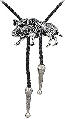 A65 Wildschwein-Zinn-Design auf einer Bolo-Krawatte.