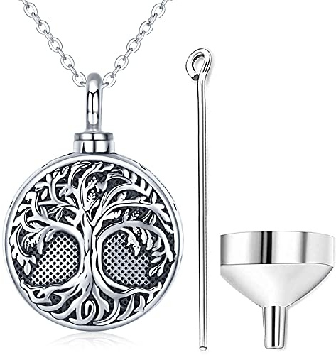Friggem Baum des Lebens Urne Halskette für Asche, 925 Sterling Silber Lebensbaum Memorial Medaillon Asche Anhänger mit Kette, Feuerbestattung Schmuck für Frauen Mädchen