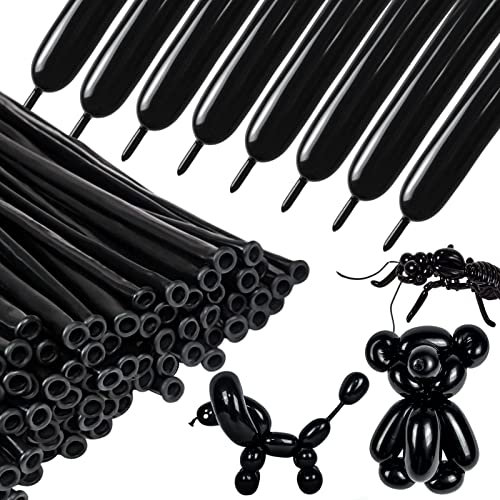 260q Long Balloons Modelling Balloon 100 Pack Twisting animal balloons Long Magic Latex Balloon for Birthday Wedding Christmas Party Baloons - (black ballons)