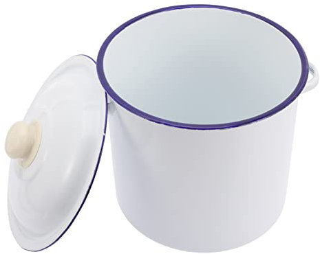 Cabilock Weißer Emaille-eimer Säure-base-wasser-aufbewahrungstopf Reis Tee Labor 22cm 1pc