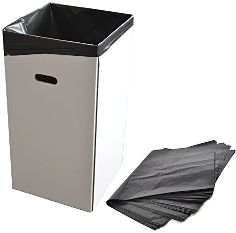 PZ 10 CARTONE PORTA RIFIUTI CM 35 X 35 ALTI CM 70 CONTENITORE IN CARTONE + PZ 10 SACCHI NERI ULTRA FORTI E RESISTENTI PER RACCOLTA DIFFERENZIATA, IMMONDIZIA E SPAZZATURA