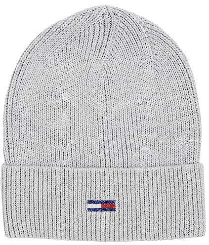 Tommy Jeans Damen Strickmütze Flag Wintermütze, Grau (Silver Grey), Onesize