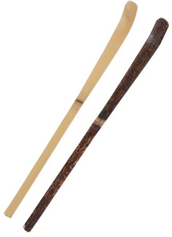 2 Pcs Bamboo Matcha Scoop, Japanese Tea Leaf Sticks Tea Whisk Scooping for Spices Condiments Coffee Powder