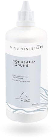 MAGNIVISION Kochsalzlösung, 360ml Kochsalzlösung für Kontaktlinsen, zum Abspülen von weichen & harten Kontaktlinsen, boratfrei, Made in Europe