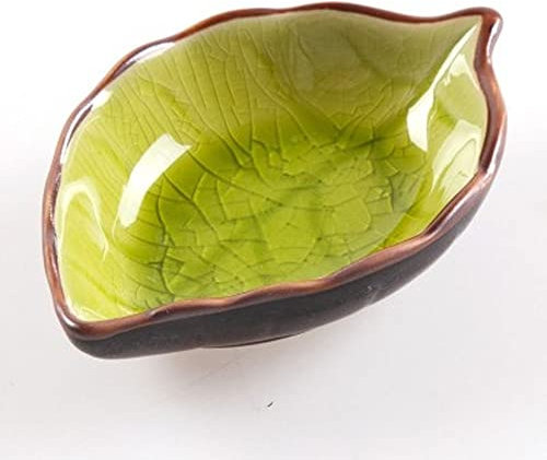 MbeLLO Gravy jug，Gravy Boat Kitchen Bowl Sauce Boats Dish Creative Ice Crack Glaze Leaf Seasoning Soy Sauce Vinegar Small Plates Leaf Shape Saucer (Color : Giallo)