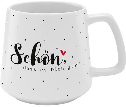 GRUSS & CO Tasse konisch Schön, dass es dich gibt | Steinzeug, 43 cl, mehrfarbig | Geschenk Freunde, Geburtstag, Ostern | 48993