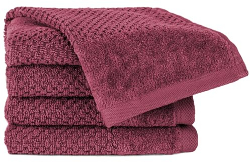 Pure Label Gästehandtuch 4er-Pack 30x50cm aus 100% Baumwolle - Beere | 100% Baumwolle, weich & saugstark - Waschbar bis 60∘C, trocknergeeignet