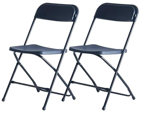 RTTZBOZ Sedia Pieghevole Portatile, Sgabello Pieghevole Resistente Sedie Pieghevoli in Metallo e Plastica per Adulti Cucina Giardino Bagno (Color : Black, Size : 45cm/18in 2pcs)