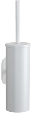 WENKO Turbo-Loc WC-Garnitur Mod. Orea eleganter Toilettenbürstenhalter aus rostfreiem Edelstahl geschlossen 9 x 39,5 x 12,5 cm Weiß matt
