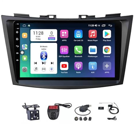 HYNMSM para Su-zuki Swift 4 2011-2017 Android 12 CarPlay Android Auto Receptor estéreo para automóvil Pantalla táctil de 9 Pulgadas con navegación GPS 4G WiFi FM Am SWC Cámara de Respaldo Bluetooth (