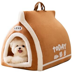 Galatée Katzenhöhlenbett, Haustierhauszelt Zum Schlafen Von Katzen Und Hunden, Katzenbett Mit Rutschfester Unterseite, Katzenbetten Für Hauskatzen, Weiches Katzenhaus Und Katzenzelt(XL, Braun)