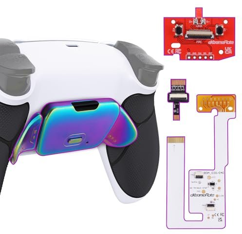eXtremeRate Rise V3 Remap Kit per ps5 Controller BDM-030/040/050,2 Palette Metallo Programmabile per ps5 Joystick con Cover Grip Gommato,Senza Joypad,Bianco Blu Viola