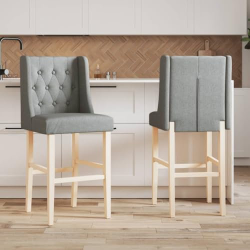 Generisch Barstühle 2 STK. Massivholz Gummibaum und Stoff,jiangboyue-4006221