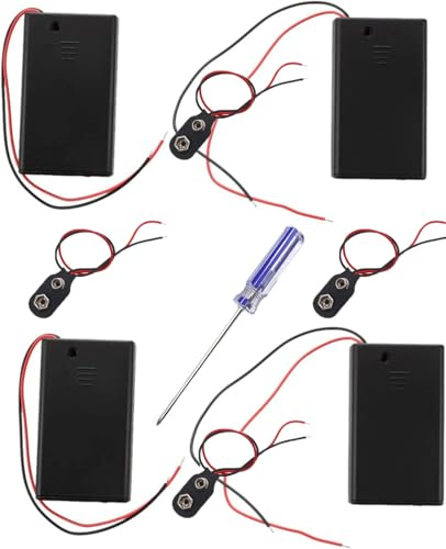 4pcs 9V battery holder with switch, 4pcs slotted battery clip (soft case) and 1pcs Phillips screwdriver (blue stripe)