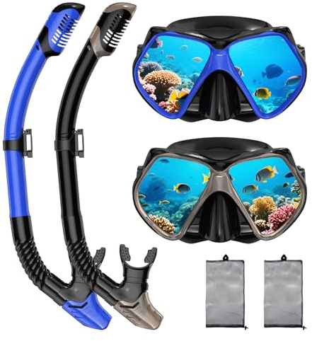Snorklingsutrustning för vuxna snorkelmask set dykning mask torr snorkel