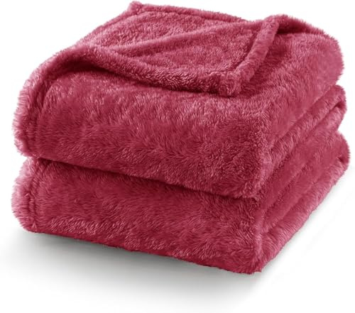 Exclusivo Mezcla Plaid Couverture Polaire Peluche Extra Large, Moelleuse et Chaude, pour Canapé ou Lit, Toutes Les Saisons, 220x240 CM, Bordeaux