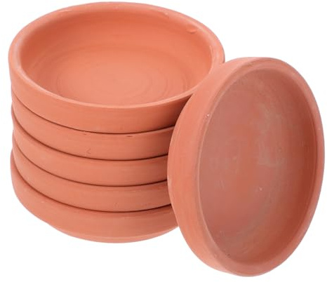 FUNOMOCYA 6 Pezzi Sottovasi in Terracotta per Vasi da Piattini Antigoccia Decorativi per Piante Protezione Superfici e Accessori Giardinaggio Casa