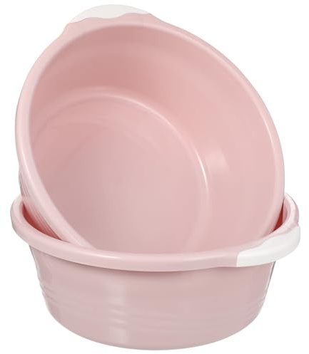 CIYODO 2 Pièces Lot Bassines Plastique Rose Moyen pour Maison Lavage Visage et Bain de Bassin Simple et pour Usage Quotidien
