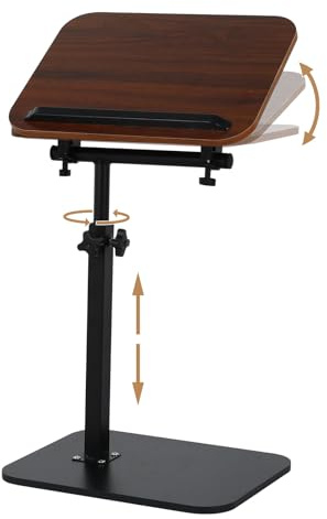 comfoyar Mesa Auxiliar en Forma de C Altura Regulable(45-80cm), Mesa Auxiliar con Tope para Sofa Cama Bañera, Giratoria 360° Mesa Auxiliar de Café para Salón Dormitorio, Pequeño Espacioes, Marrón
