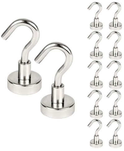 Omnikryp 12 Pezzi Ganci Magnetici, Ganci Magnetici Extra Forti 16mm, 8 KG, Gancio Magnetico Staccabili Potente, per Cucina Camera da Letto Bagno Armadietti Calamita da Frigo