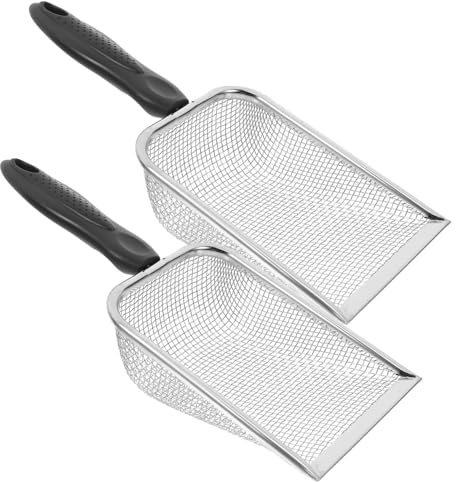 HONITANO 2 pezzi Spiaggia in Acciaio Resistenti con Rete Filtrante per Pulizia Sabbia e Lettiera Animali Manico Ergonomico Riutilizzabile per Uso Esterno e Raccolta Conchiglie