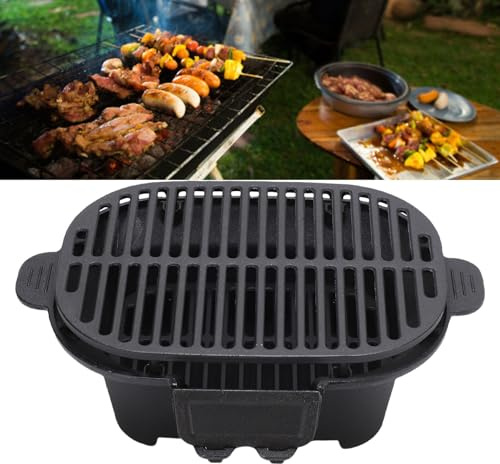 ZJchao Fornello Yakitori, Griglia Hibachi Fornello Yakitori Giapponese in Ghisa Portatile da Esterno Mini Padella da Tavolo Griglia per Barbecue per Campeggio Picnic in Cortile