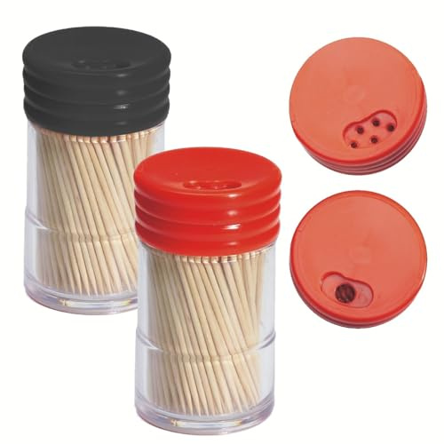 260 Palillos, madera redondo 6,5 cm en dispensador con tapón