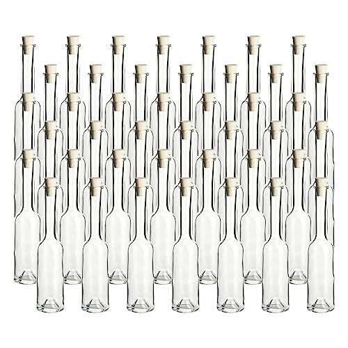 gouveo Set di 42 bottiglie di vetro 200 ml Symphony con tappo in sughero (SK) - Bottiglie vuote da riempire e regalare - Piccola bottiglia di liquore da 0,2 l, bottiglia di olio (SIF200SK)
