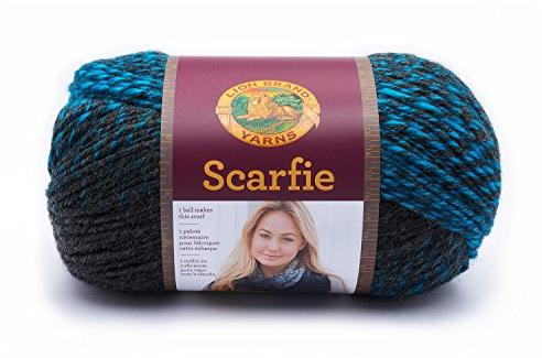 Lion Brand Yarn 826-209 Scarfie Yarn, Charcoal/Aqua