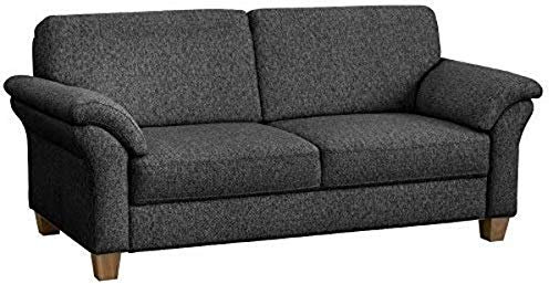 CAVADORE 3-Sitzer Byrum / Große 3er-Couch im Landhausstil mit Federkern / Passend zur edlen Sofagarnitur Byrum / 186 x 87 x 88 / Flachgewebe: Grau