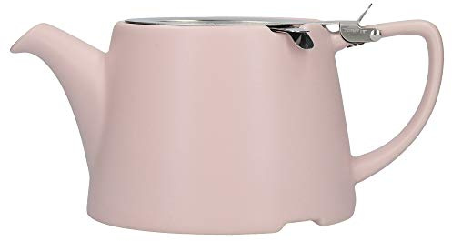 London Pottery Théière ovale avec infuseur pour thé en vrac, en grès, rose satiné, 3 tasses